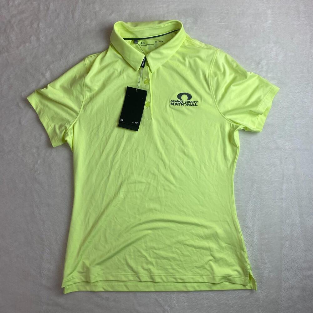 Under Armour HeatGear Fitted Polo Golf Small Orange County‎ National Flouresent